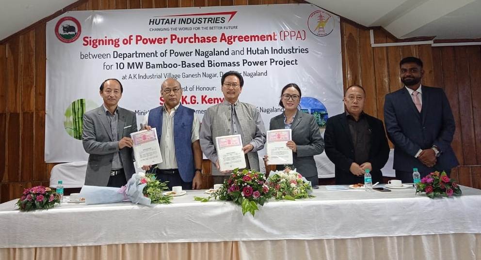 Nagaland Power Minister, KG Kenye along with officials from the Power Department and M/s Hutah Industries after signing the Power Purchase Agreement in Kohima on August 25. (Morung Photo)